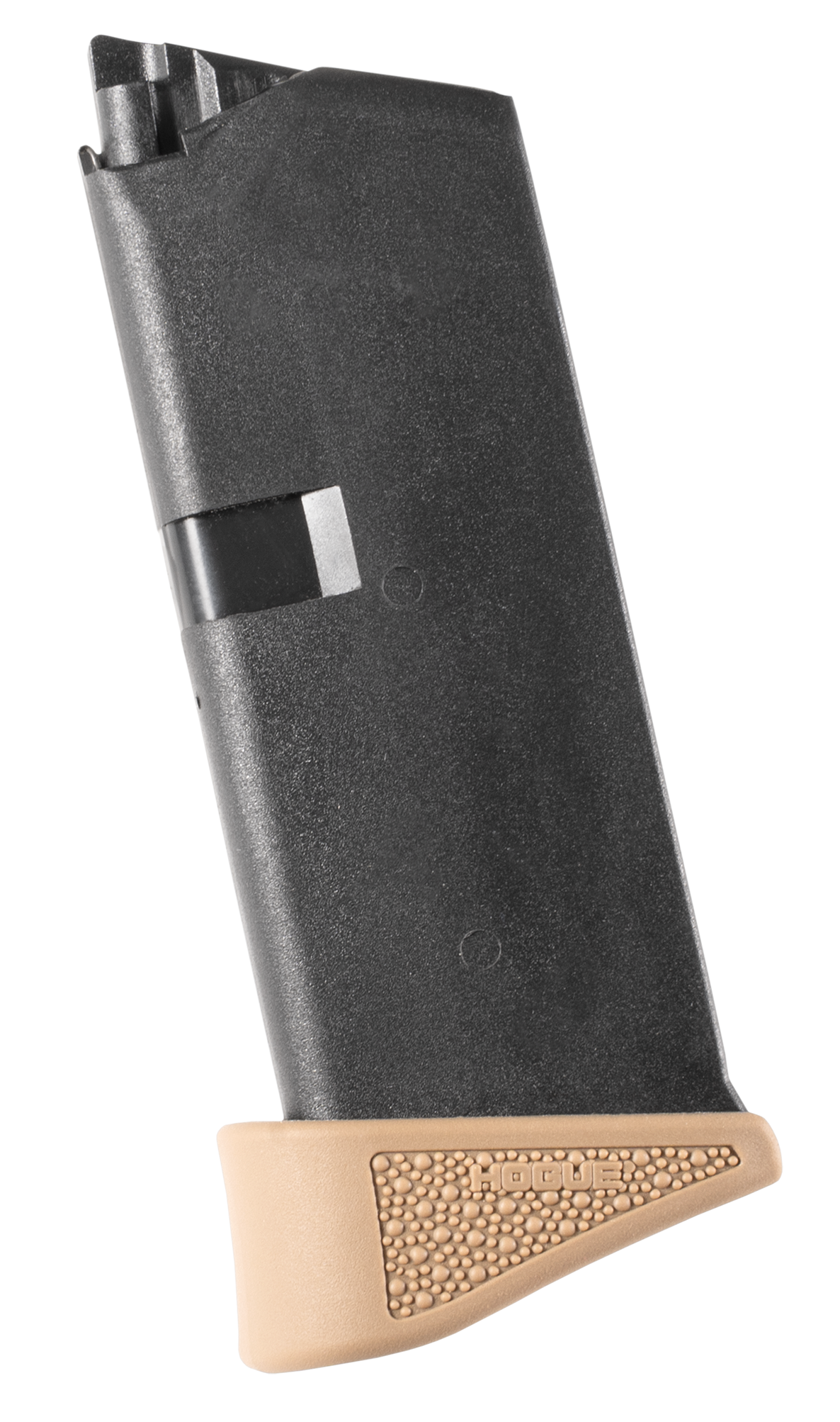 Hogue 18233 OverMolded Rubber Grip Extension Base Pad for Glock 43 6-Rd Magazine - FDE — view 2