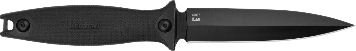 Kershaw Secret Agent 4007 4.4" Fixed Spear Point Plain 8Cr13MoV Black Oxide - Black GFN — view 2
