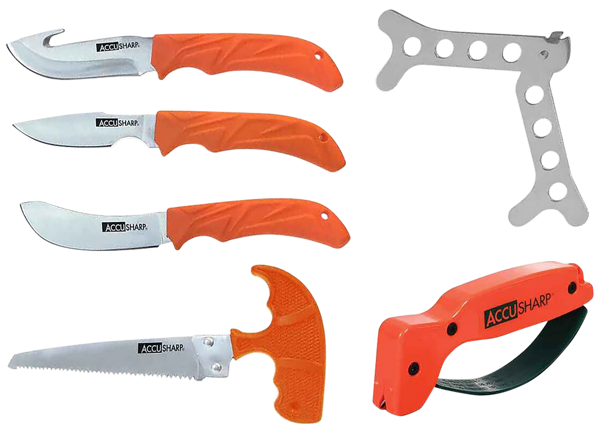 AccuSharp 728C Game Processing Kit - Butcher/Caper/Gut-Hook/Bone Saw + Ribcage Spreader Stainless Steel Orange FRN — view 2
