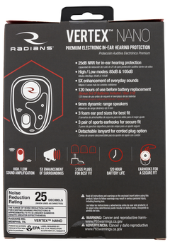 Radians Vertex Nano Wireless Electronic Earbuds 25 dB NRR In The Ear Tan - 1 Pair — view 2