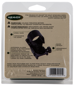 Weaver Mounts 49091 Detachable Top Mount Extension Rings 1" Medium Matte Black Aluminum — view 2