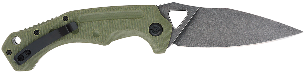 CobraTec Knives Ryker 3.75" Folding Automatic Plain D2 Steel Black Stonewashed Blade OD Green G10 Handle — view 2
