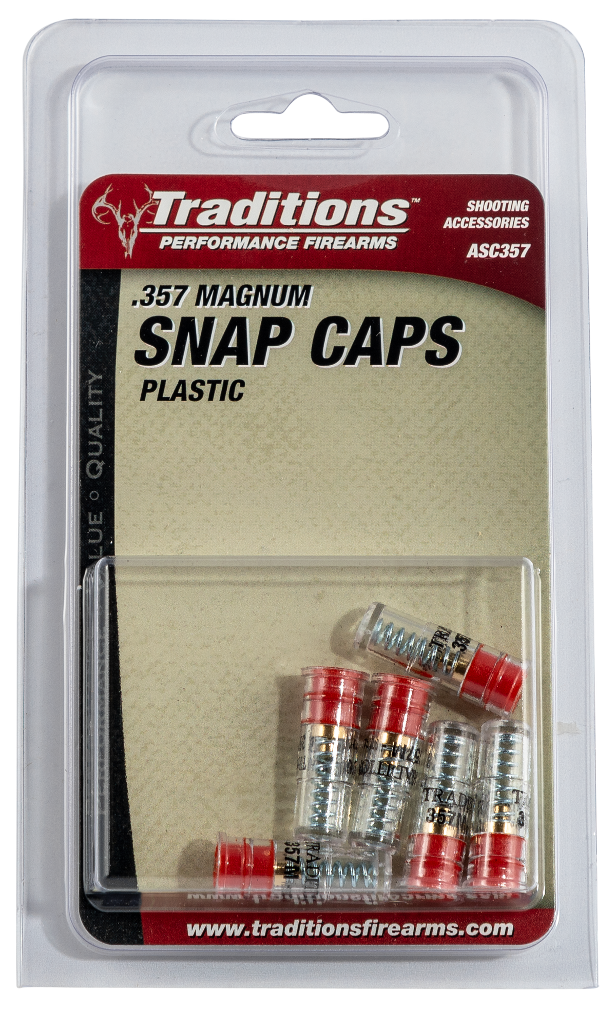 Traditions ASC357 Snap Caps 357 Mag Plastic w/Brass Base 6-Pack — view 2