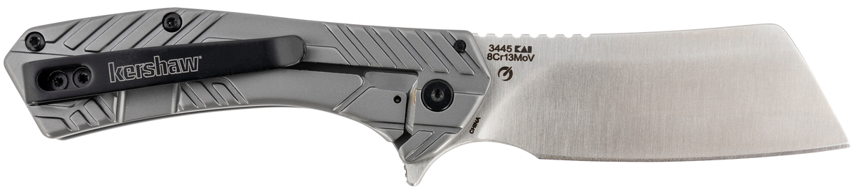 Kershaw Static 2.90" Folding Cleaver Plain 8Cr13MoV SS Knife - Gray PVD Stainless Steel — view 2