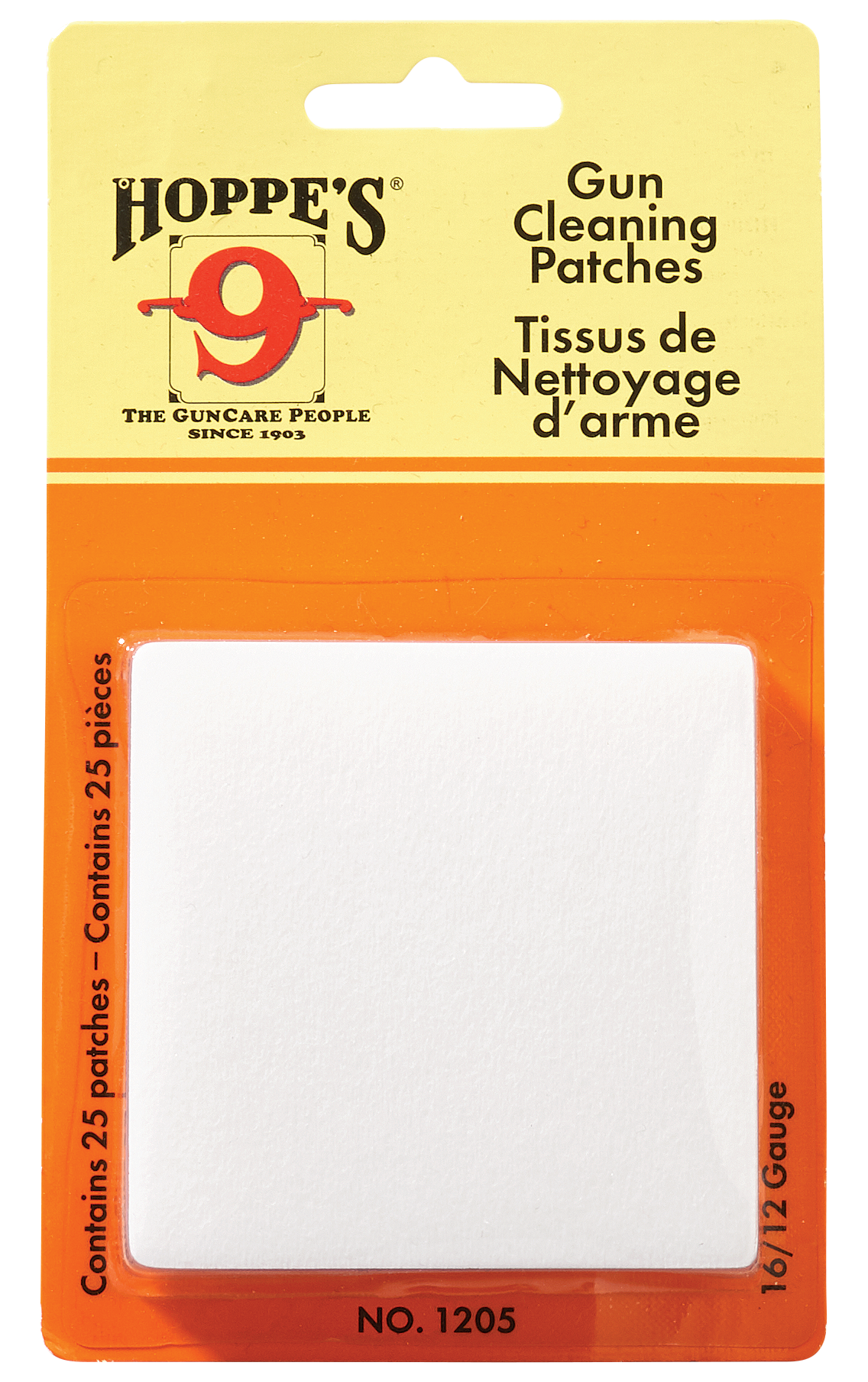 Hoppe's 1205 #5 Cleaning Patches 12/16 Gauge Synthetic 25 Pack — view 2