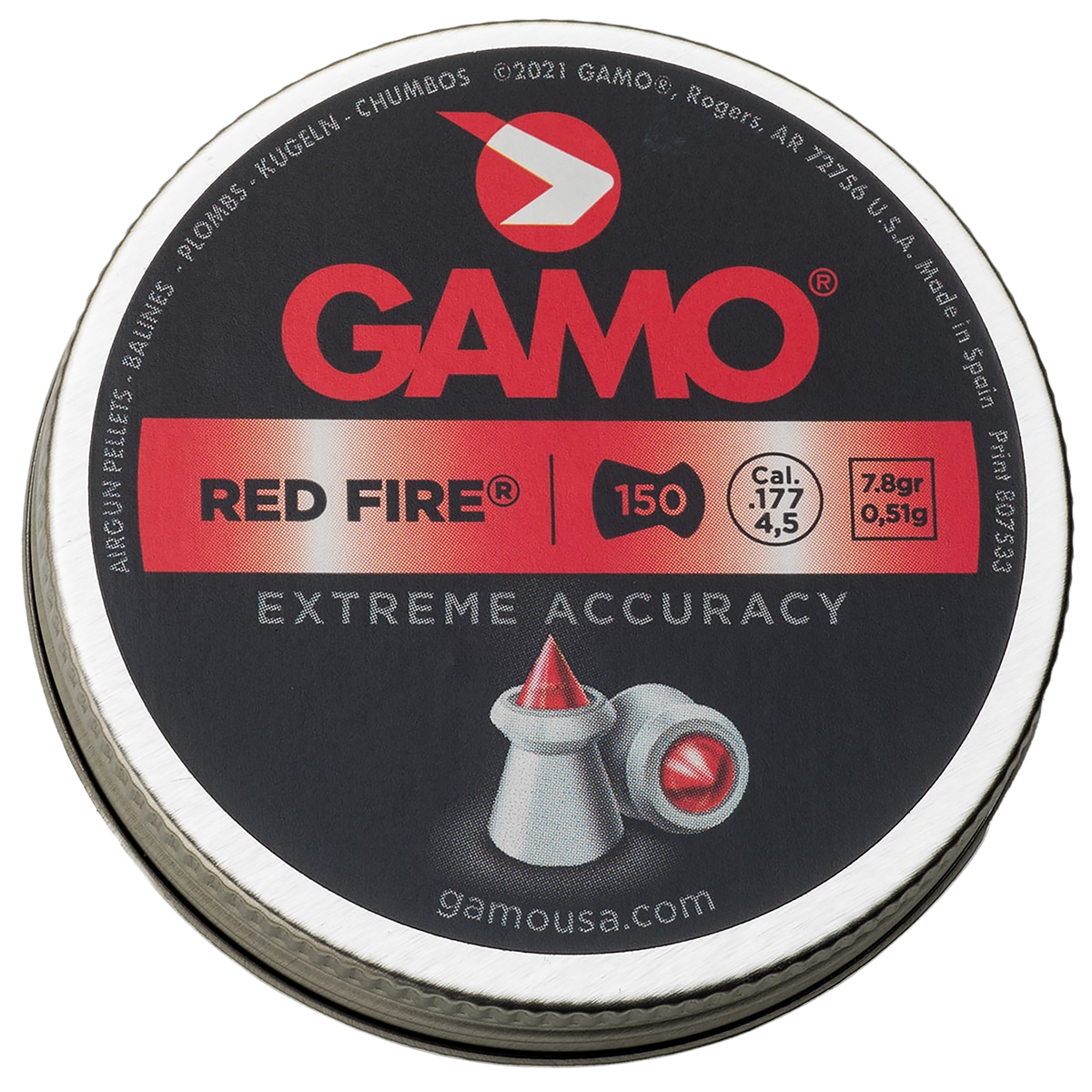 Gamo Red Fire .177 7.8 gr Lead Jacketed Polymer Tip Pellets - 150/Tin — view 2