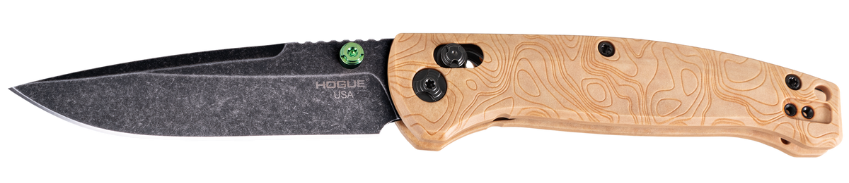 Hogue Mysto 3.4" Clip Point Plain Black Stonewashed CPM MagnaCut - Maple Valley Richlite Wood Handle — view 2