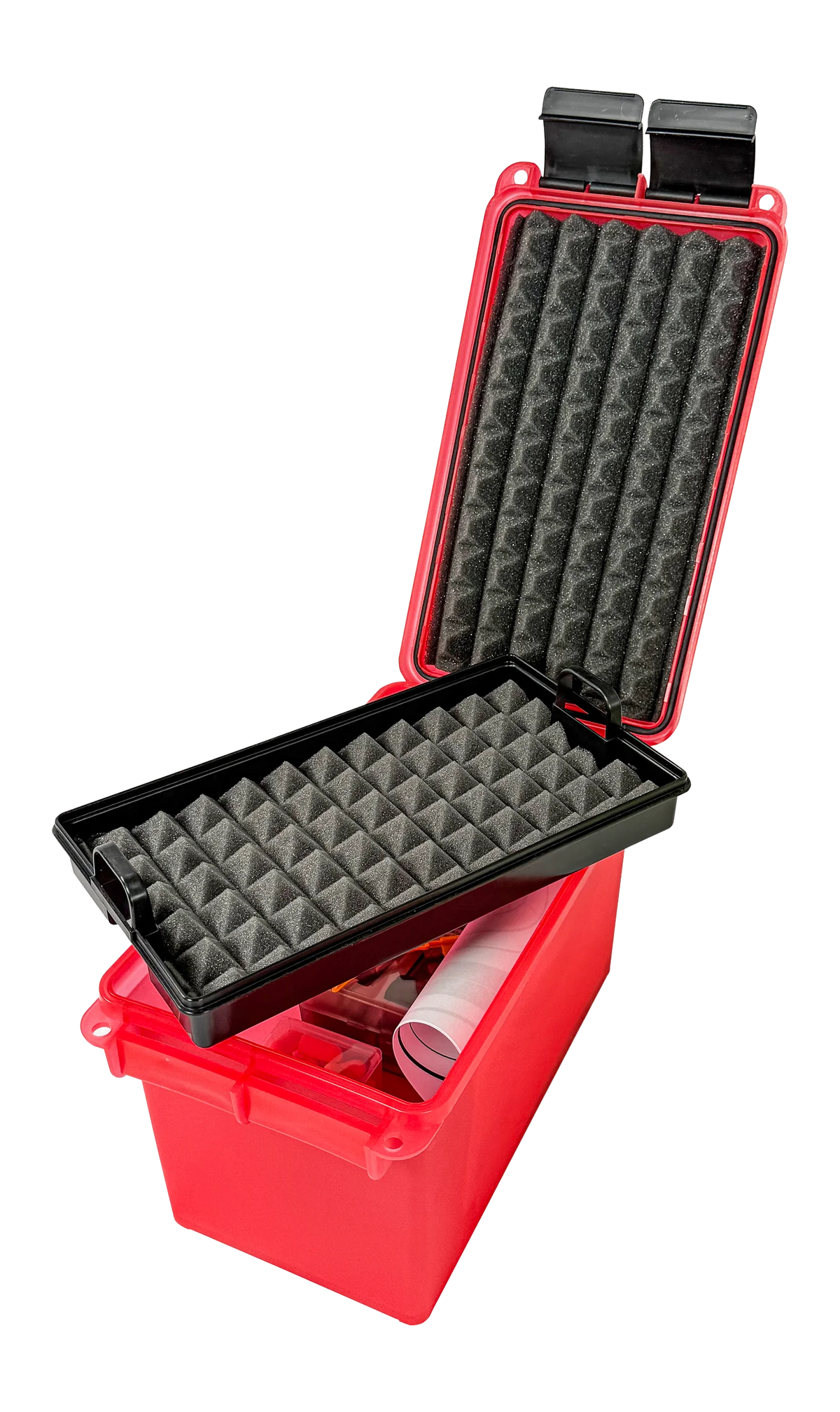 MTM PRK Pistol Range Kit Clear Red - Foam Handgun Tray & 5-Mag Case — view 2