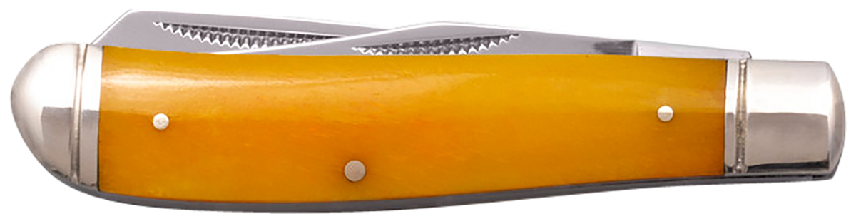 Cold Steel Trapper Mini 2.60"/2.70" Folding Clip/Spey Plain 3Cr13MoV SS Blade Yellow Bone Handle w/Polished Bolsters — view 2