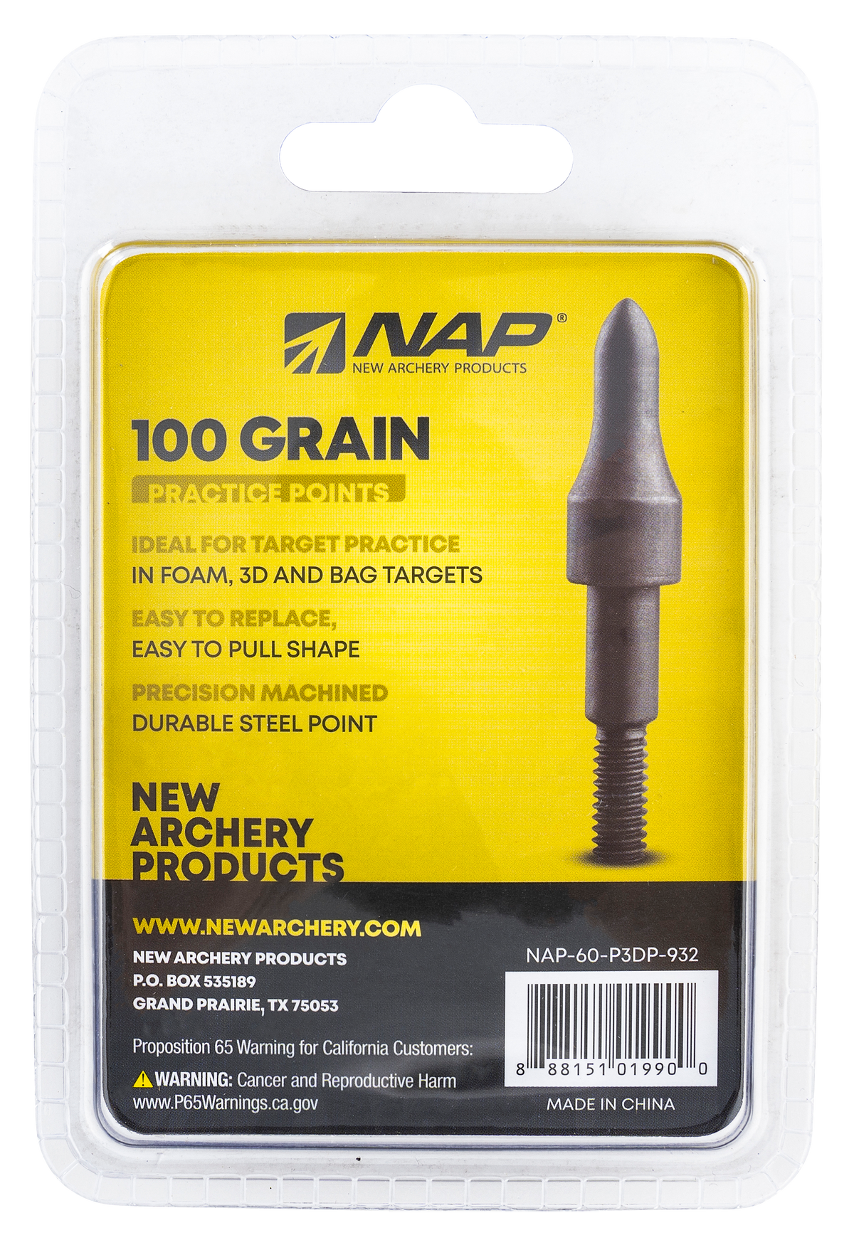 NAP 3D Practice Points Field Tips 100gr 9/32" Black Steel 12 Pack — view 2