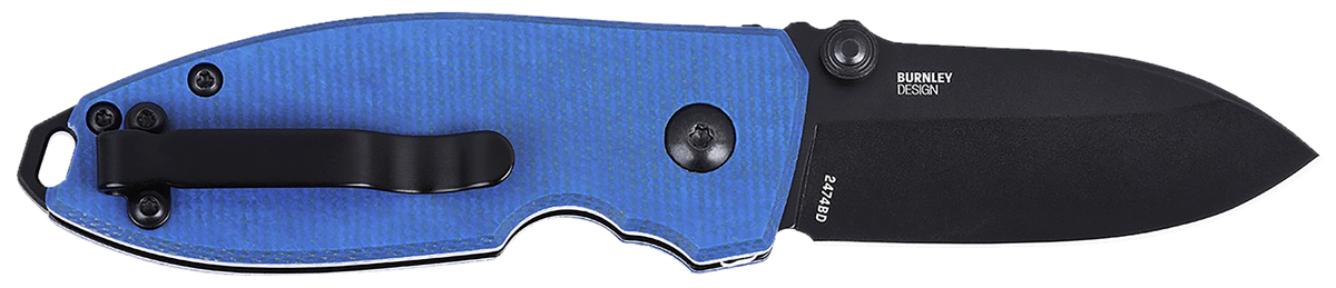 Columbia River CRKT Squid 2.27" Folding Plain Stonewashed D2 Steel Blade Blue Micarta Handle — view 2