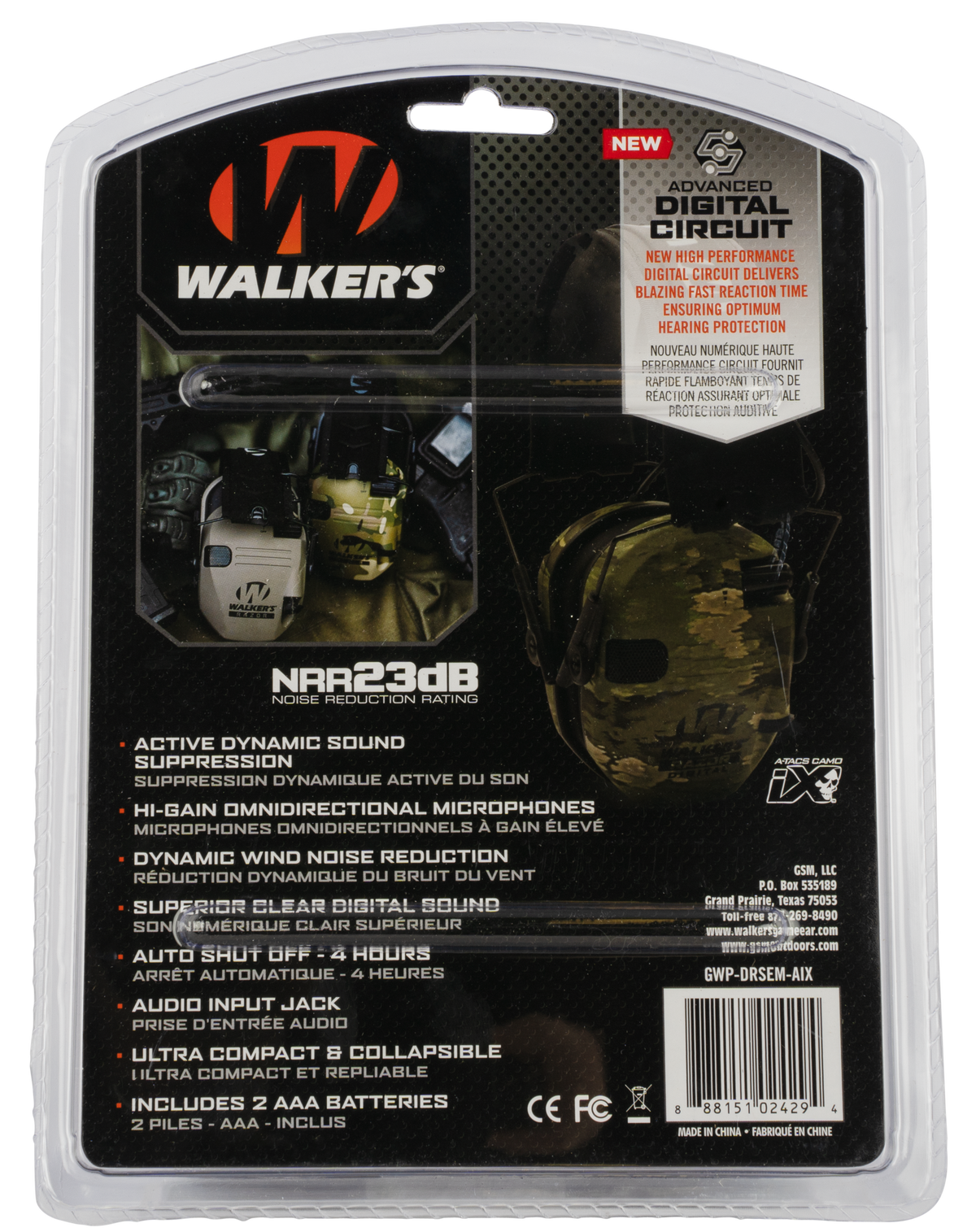 Walkers Game Ear Razor PRO Digital Electronic Muff 23 dB Over the Head ATACS-IX Camo/Black Polymer — view 2