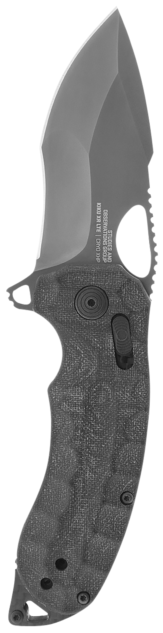 S.O.G Kiku XR LTE 3.02" Folding Tanto Plain Cryo CTS XHP Black Linen Micarta Handle — view 2