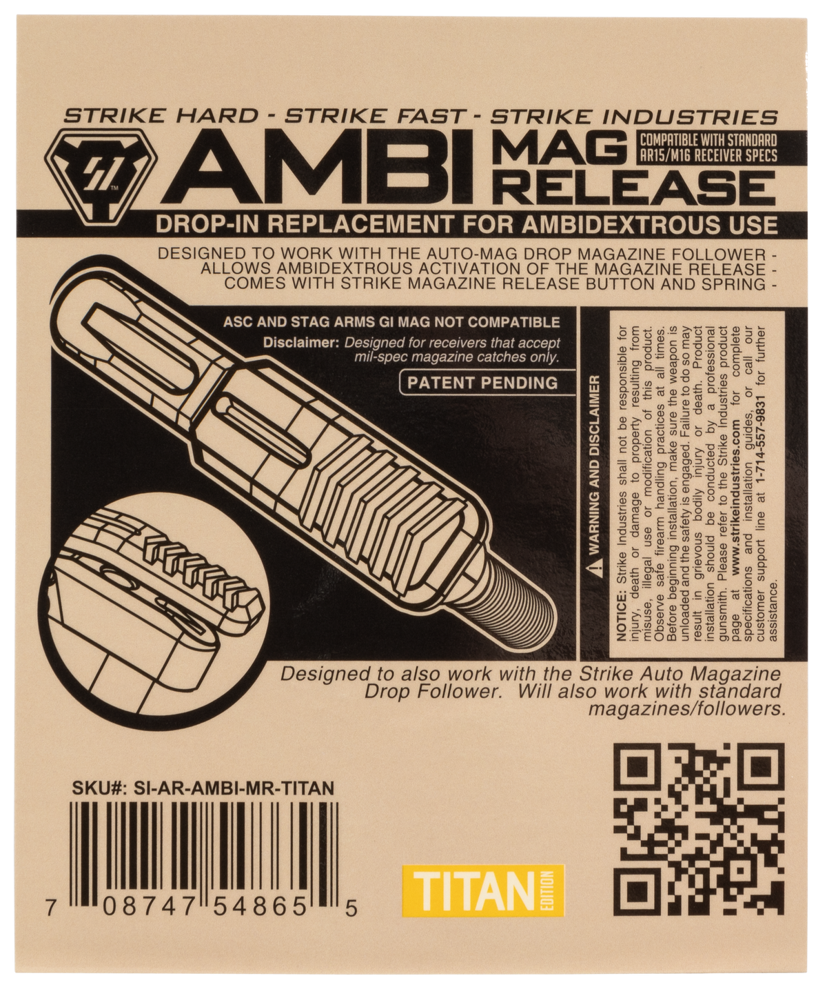 Strike Industries Ambidextrous Magazine Release AR-15/M16 Mil-Spec Titan Aluminum — view 2