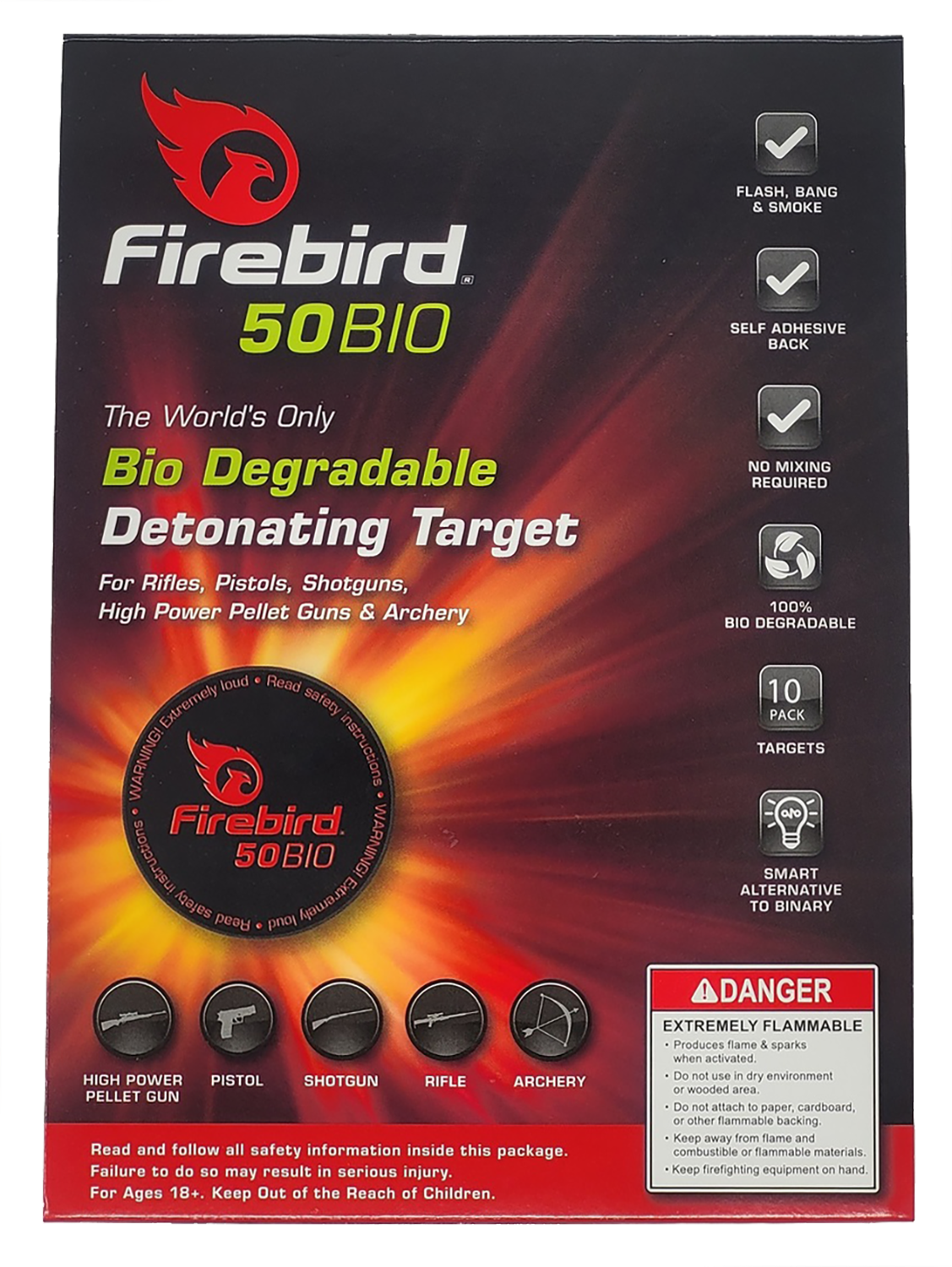 Firebird USA 50BIO 50mm Reactive Detonating Target - White Smoke - 10 Pack — view 2