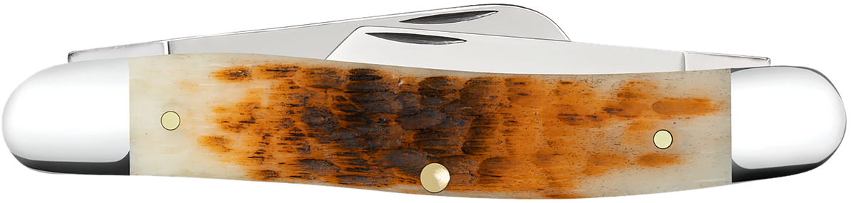 Case 00128 Stockman Medium 2.92"/2.15"/1.90" 3-Blade Folding Knife - Peach Seed Jigged Amber Bone — view 2