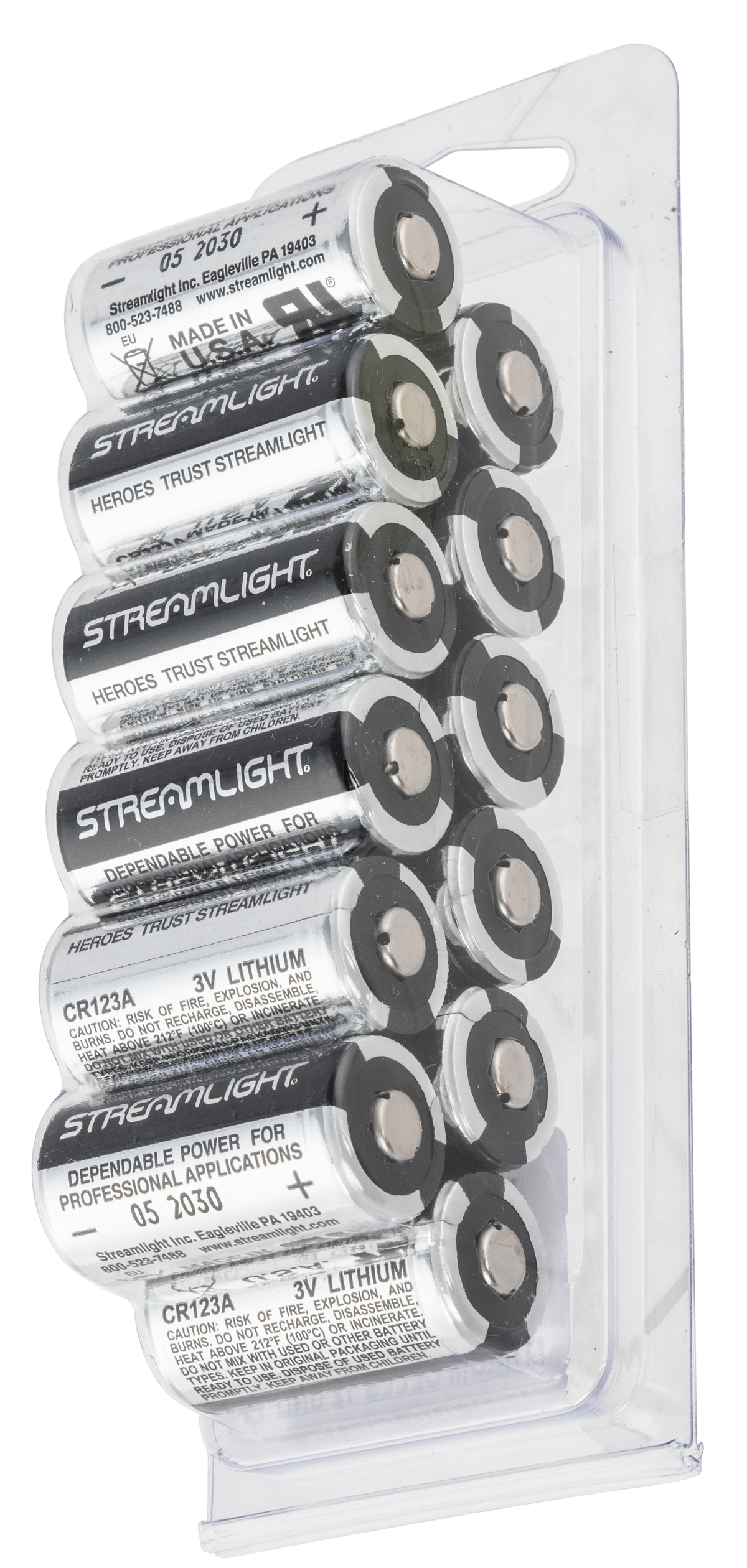 Streamlight 85177 CR123A Lithium 3V Batteries 12-Pack - Silver/Black — view 2