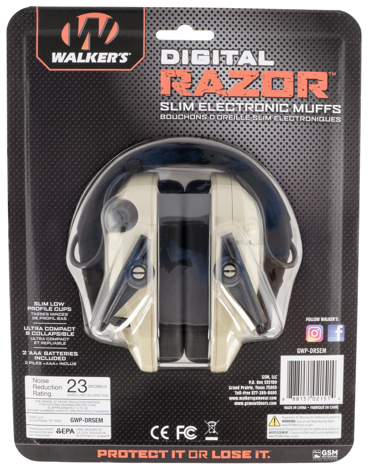Walkers Game Ear Razor PRO Digital Electronic Muff 23 dB Over the Head Bone/Black Polymer — view 2