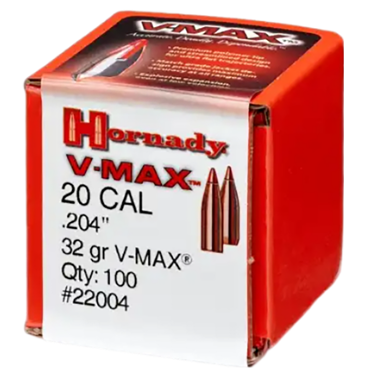Hornady V-Max 20 Cal .204 32 gr Polymer Tip Reloading Bullets - 100/Box — view 2