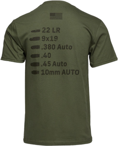 Glock Caliber Tee Military Green Ringspun Cotton Short Sleeve T-Shirt - Medium — view 2