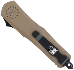 CobraTec Knives FS-3 We The People Small 2.75" OTF Tanto Plain D2 Cerakote - Tan Aluminum Handle — view 2