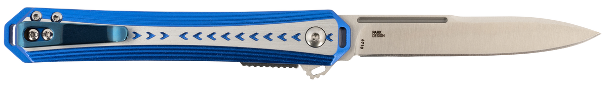 Columbia River 6710 Stickler 3.38" Folding Plain Satin 12C27 Sandvik Blade Blue/Silver Aluminum Handle — view 2