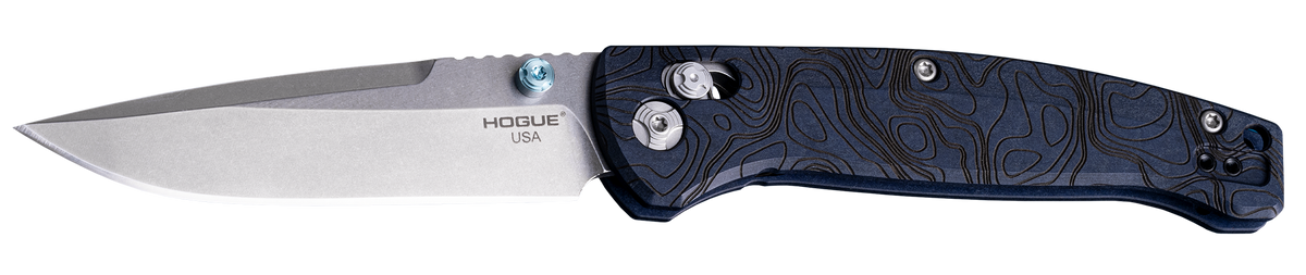 Hogue Mysto 3.40" Folding Clip Point Plain CPM MagnaCut - Maple Valley Richlite Blue — view 2