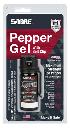 Sabre Crossfire Pepper Gel 1.8 oz 18 Bursts 18 ft Range w/Belt Clip - Black — view 2
