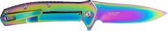 Kershaw Outcome 2.80" Folding Drop Point Plain 8Cr13MoV - Rainbow PVD SS Handle — view 2