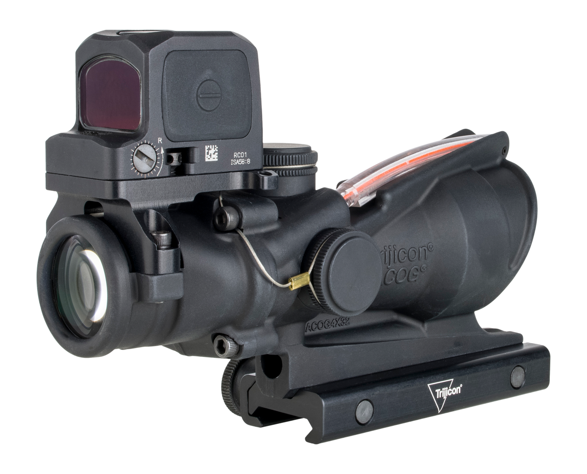 Trijicon 100813 ACOG 4x32mm Red Chevron .223/5.56 BDC Riflescope w/RCR 3.25 MOA Red Dot - Matte Black — view 2