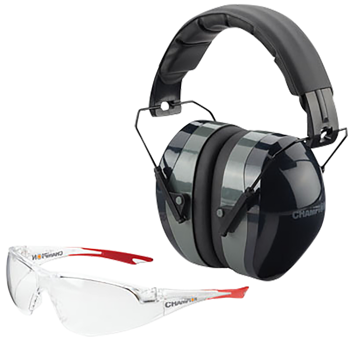 Champion Targets Eyes & Ears Combo 26 dB Over the Head Passive Muff & Shooting Glasses Black/Gray — view 2
