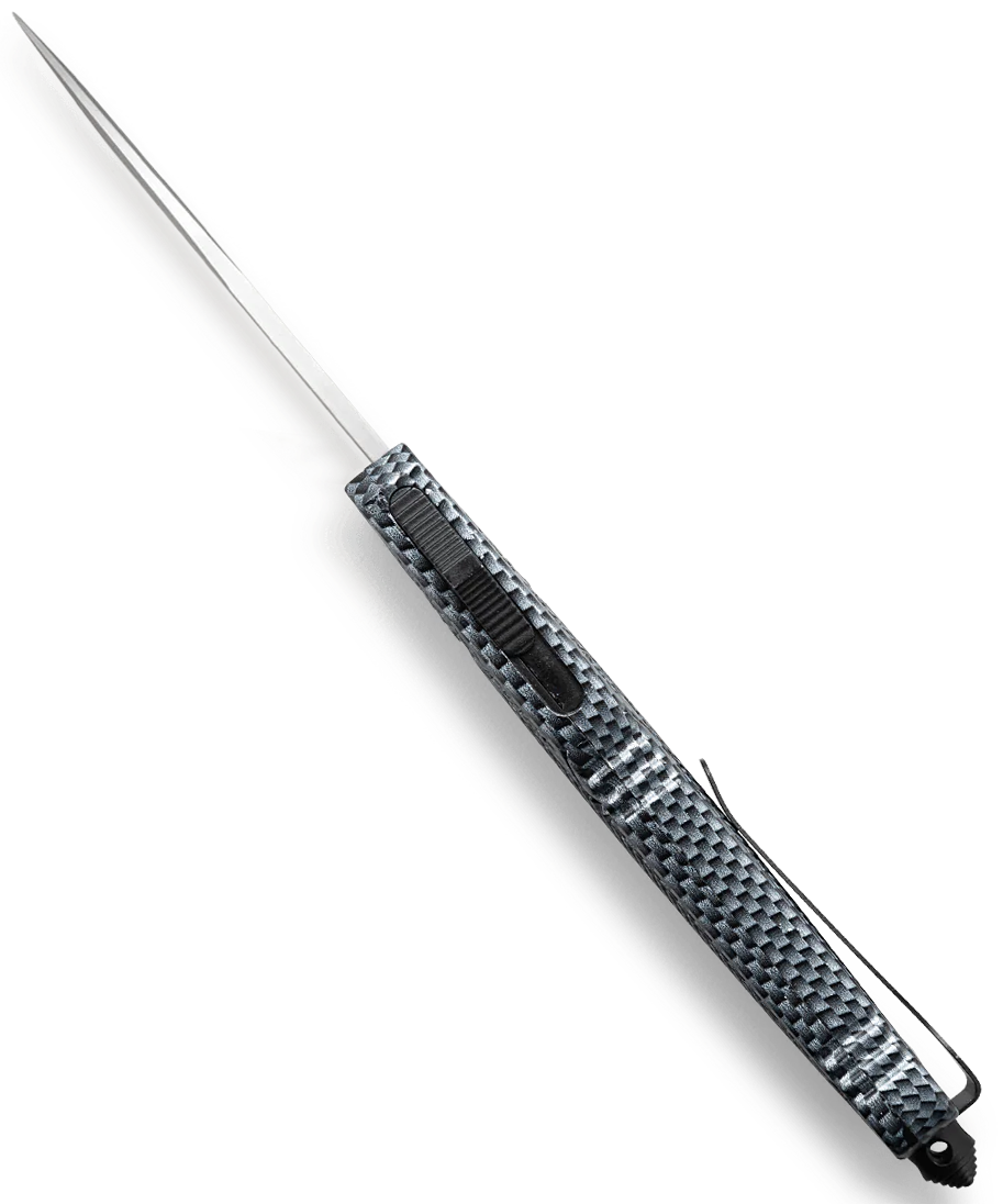 CobraTec Knives CTK-1 Large 3.75" OTF Drop Point Plain D2 Steel Carbon Fiber Aluminum Handle — view 2