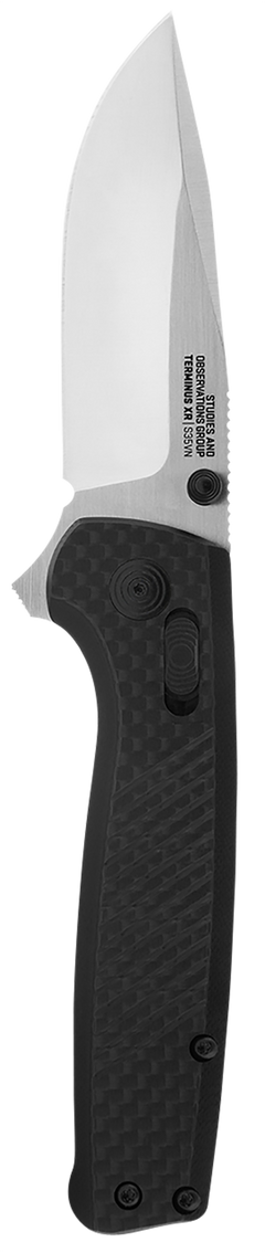 S.O.G Terminus XR 2.95" Folding Clip Point Plain Satin CPM S35VN Black G10/Carbon Fiber Knife — view 2