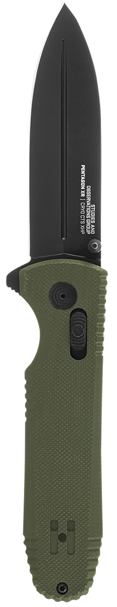 S.O.G Pentagon XR 3.60" Spear Point Plain Black TiNi CTS XHP / OD Green G10 Folding Knife — view 2