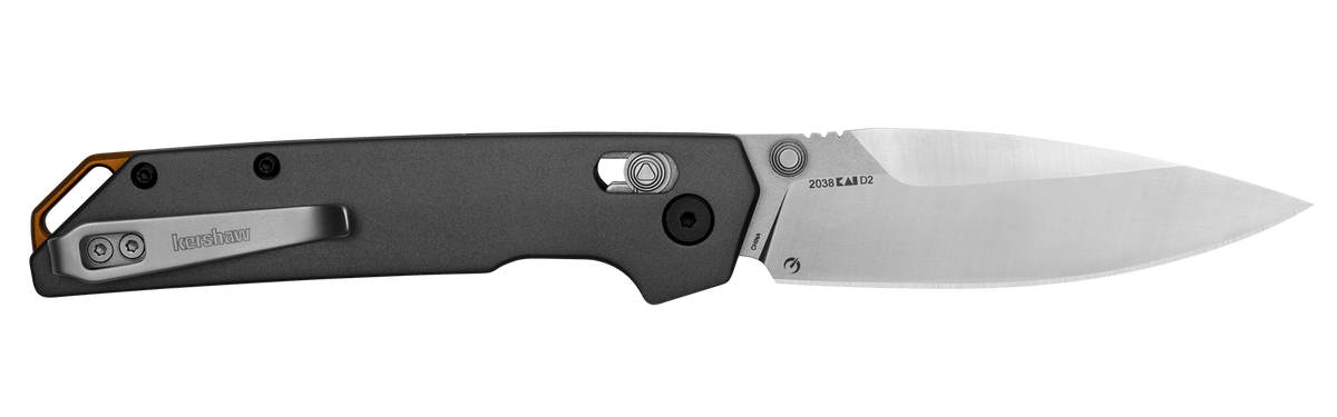 Kershaw Iridium 2038 3.4" DuraLock Folding Spear Point Plain D2 Stonewashed/Satin Gray Anodized Aluminum Knife — view 2