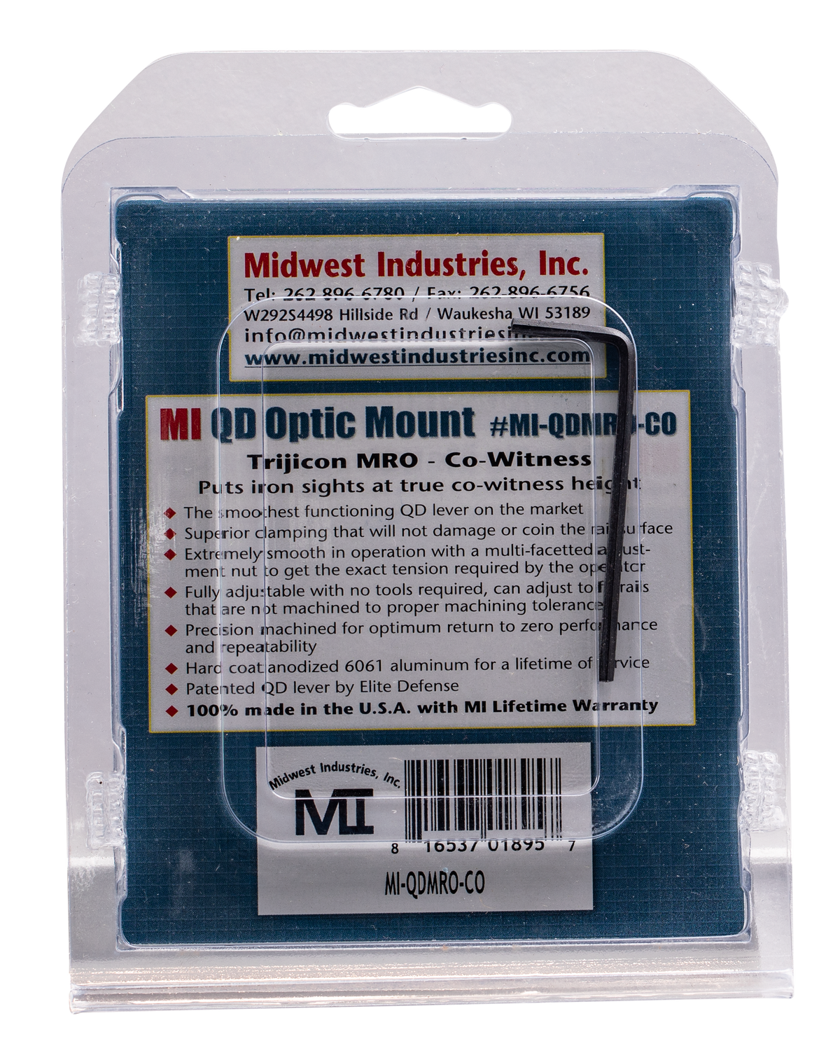 Midwest Industries Trijicon MRO Co-Witness QD Mount 2.0" Black Hardcoat Anodized — view 2