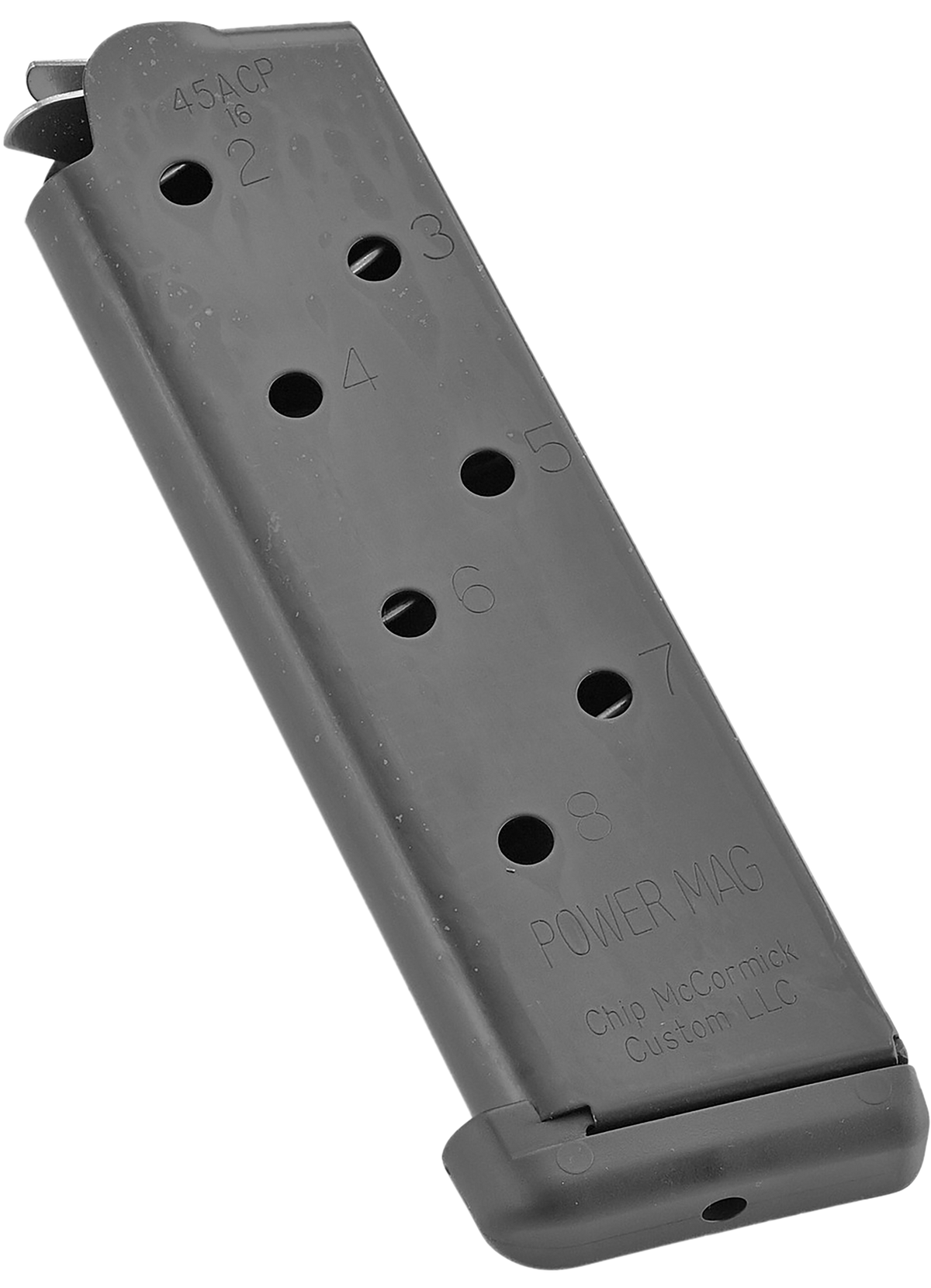 Chip McCormick Custom Power Mag 1911 Government 45 ACP 8rd Stainless Steel Magazine - Black — view 2