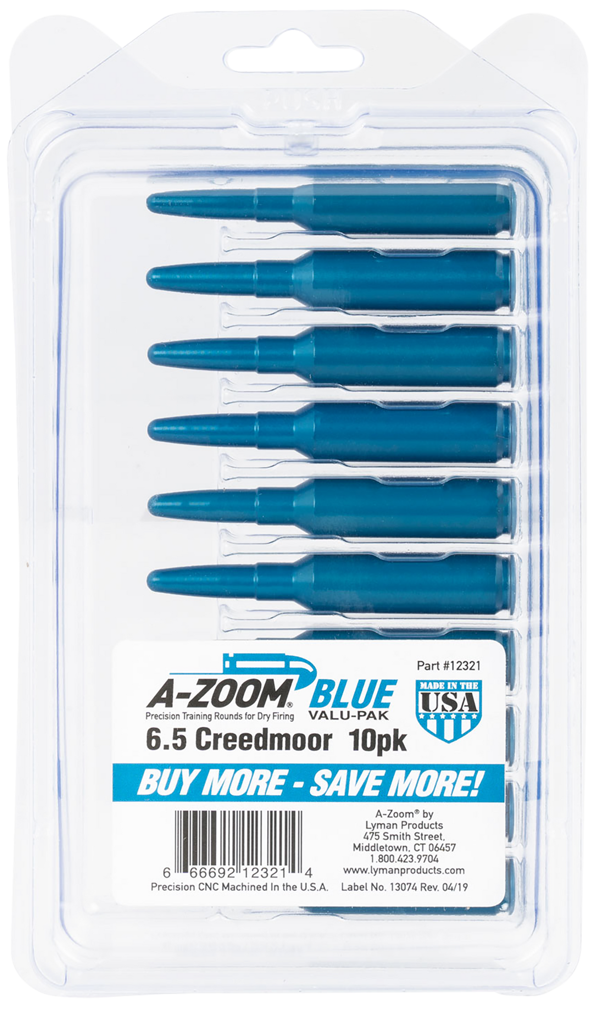 A-Zoom 12321 Rifle Blue Snap Caps 6.5 Creedmoor 10-Pack — view 2