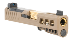 Zaffiri Precision ZPS.3 Slide for Glock 43/43X RMSc Optic Cut FDE Cerakote w/ Gold TiN Ported Barrel - Blank Slide — view 2