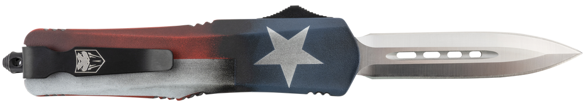 CobraTec Knives FS-3 Texas Flag Medium 3" OTF Dagger Plain D2 Steel — view 2