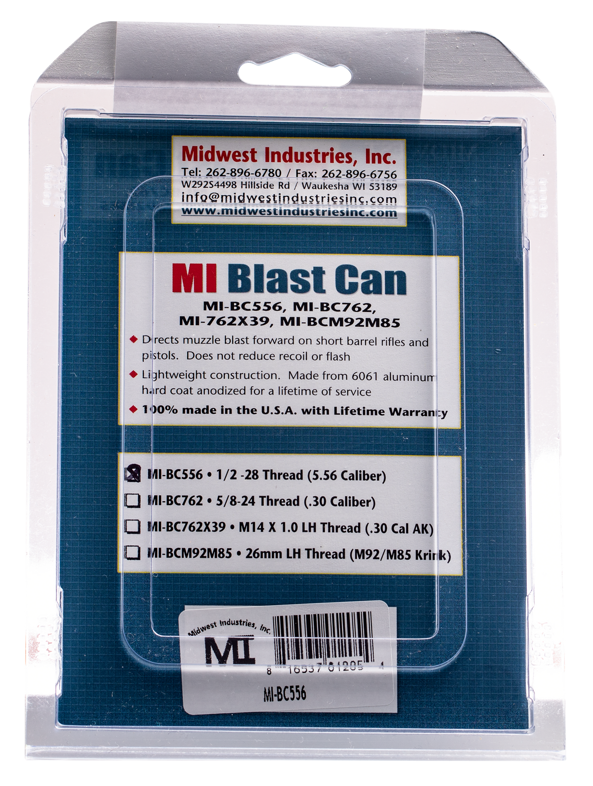Midwest Industries MIBC556 Blast Can 5.56x45mm NATO 1/2x28 Black Hardcoat Anodized — view 2