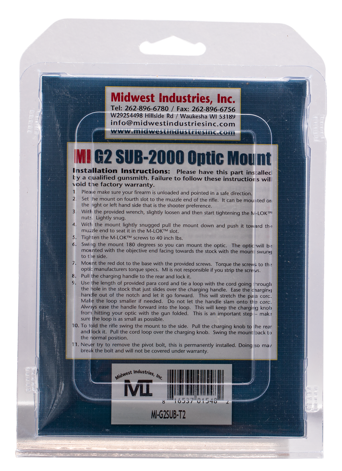 Midwest Industries MIG2SUBT2 Gen2 Sub-2000 Mini Optic Mount - Matte Black Hardcoat Anodized — view 2