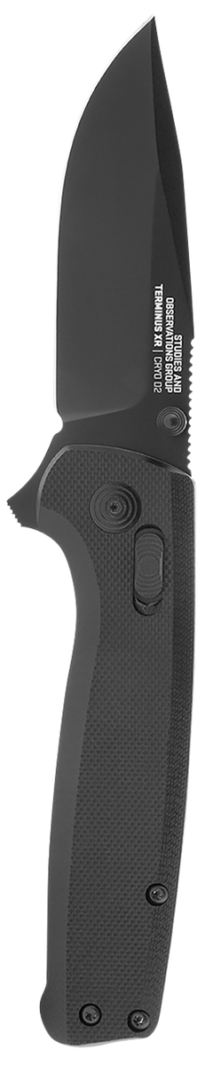 S.O.G Terminus XR 2.95" Folding Clip Point Plain Black D2 Steel Blade Black G10 Handle — view 2