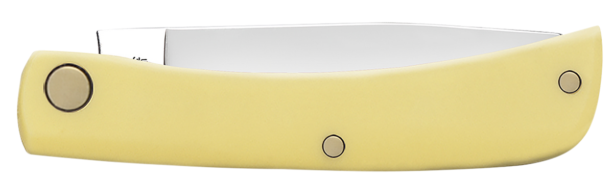 Case Sod Buster Jr 2.80" Skinner Chrome Vanadium Folding Knife Yellow Synthetic Handle — view 2