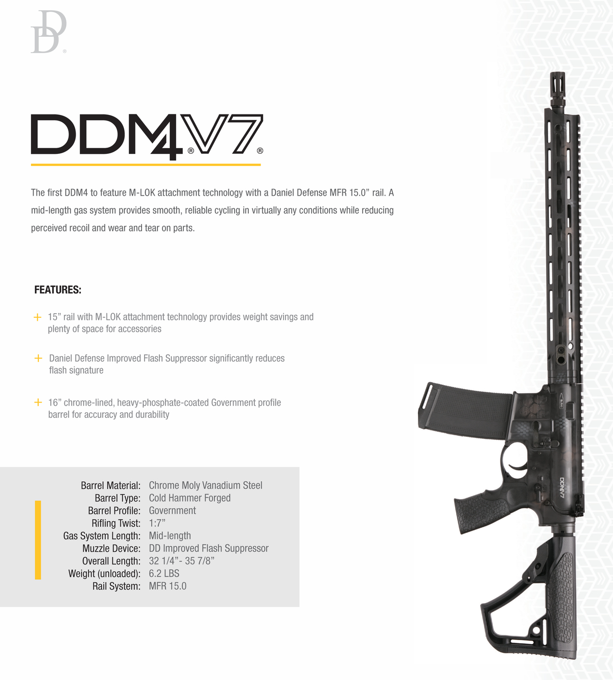 Daniel Defense DDM4 V7 5.56x45mm NATO 16" 30+1 Semi-Auto Rifle - Rattlecan Cerakote — view 2