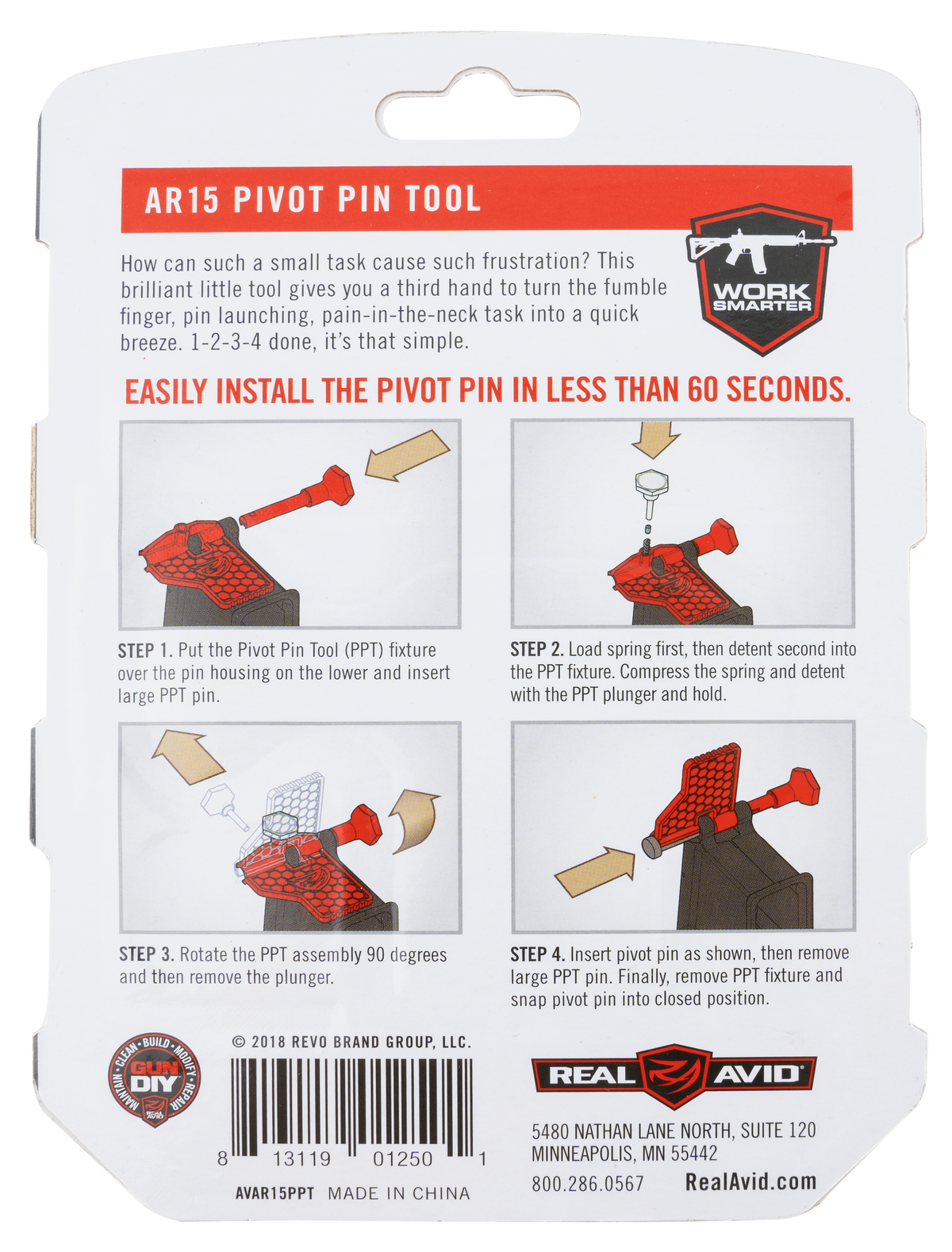 Real Avid AR-15 Pivot Pin Tool Red Polymer w/ Detent Plunger, Large Pin & Install Tool — view 2