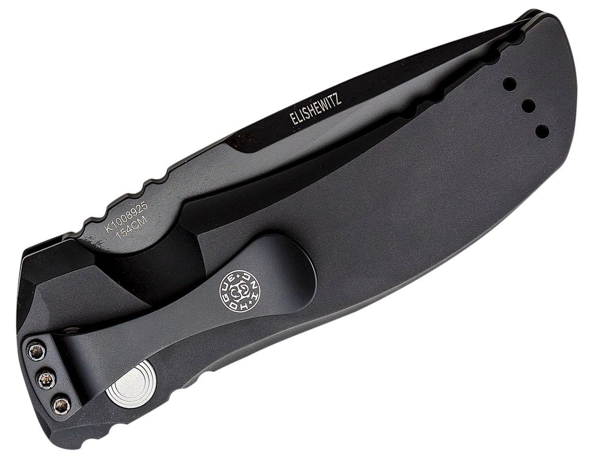 Hogue EX-A01 4" Automatic Folder Drop Point 154CM Black Cerakote Matte Black Aluminum Handle — view 2