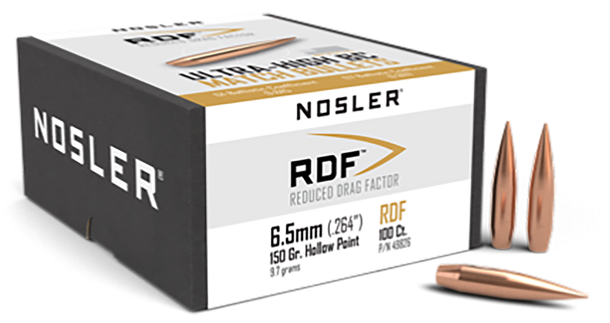 Nosler RDF 6.5mm (.264) 150gr Hollow Point Boat Tail Reloading Bullets - 100/Box — view 2
