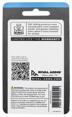 Rival Arms RA43G001A Slide Back Cover Plate Double Stack Black Anodized Aluminum for Glock 17/19 Gen3-4 — view 2