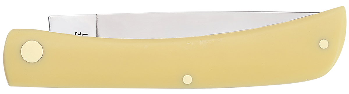 Case Sod Buster 3.70" Folding Skinner Plain Edge Carbon Steel Yellow Synthetic Handle — view 2